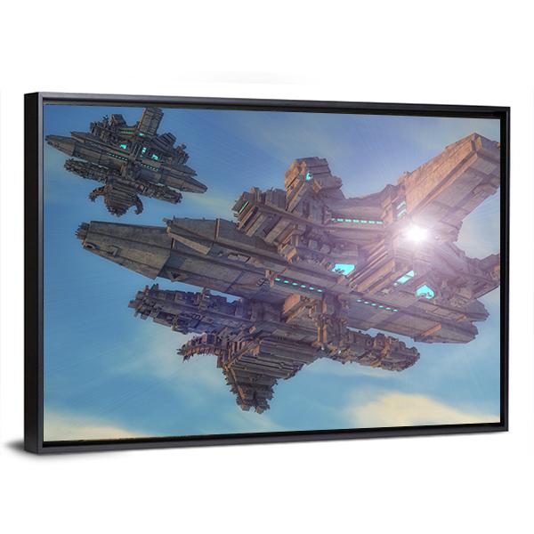 Unidentified Alien Ship Canvas Wall Art-3 Horizontal-Gallery Wrap-25" x 16"-Tiaracle