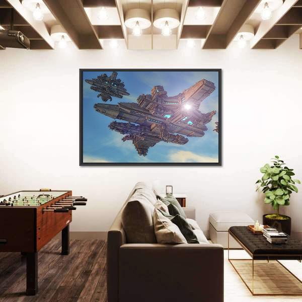 Unidentified Alien Ship Canvas Wall Art-5 Horizontal-Gallery Wrap-22" x 12"-Tiaracle