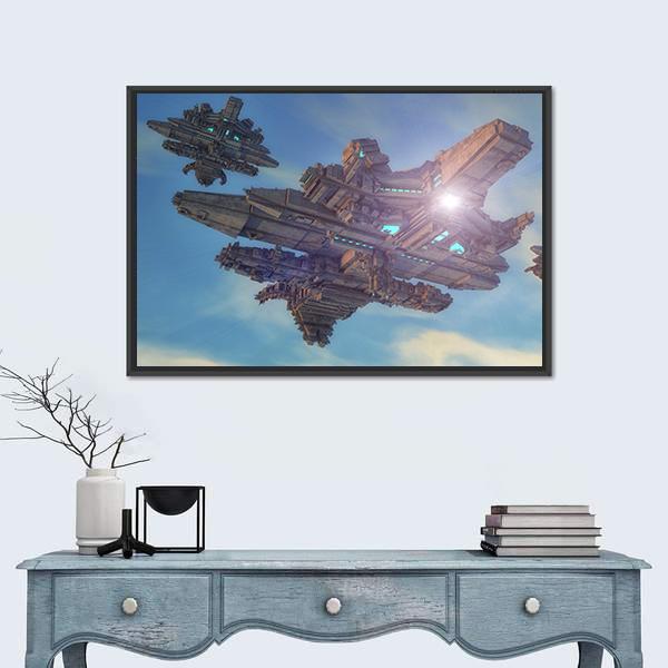Unidentified Alien Ship Canvas Wall Art-3 Horizontal-Gallery Wrap-25" x 16"-Tiaracle