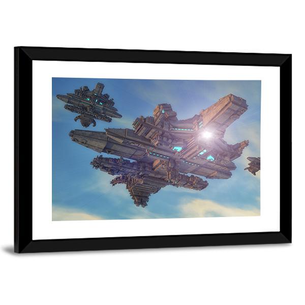 Unidentified Alien Ship Canvas Wall Art-3 Horizontal-Gallery Wrap-25" x 16"-Tiaracle