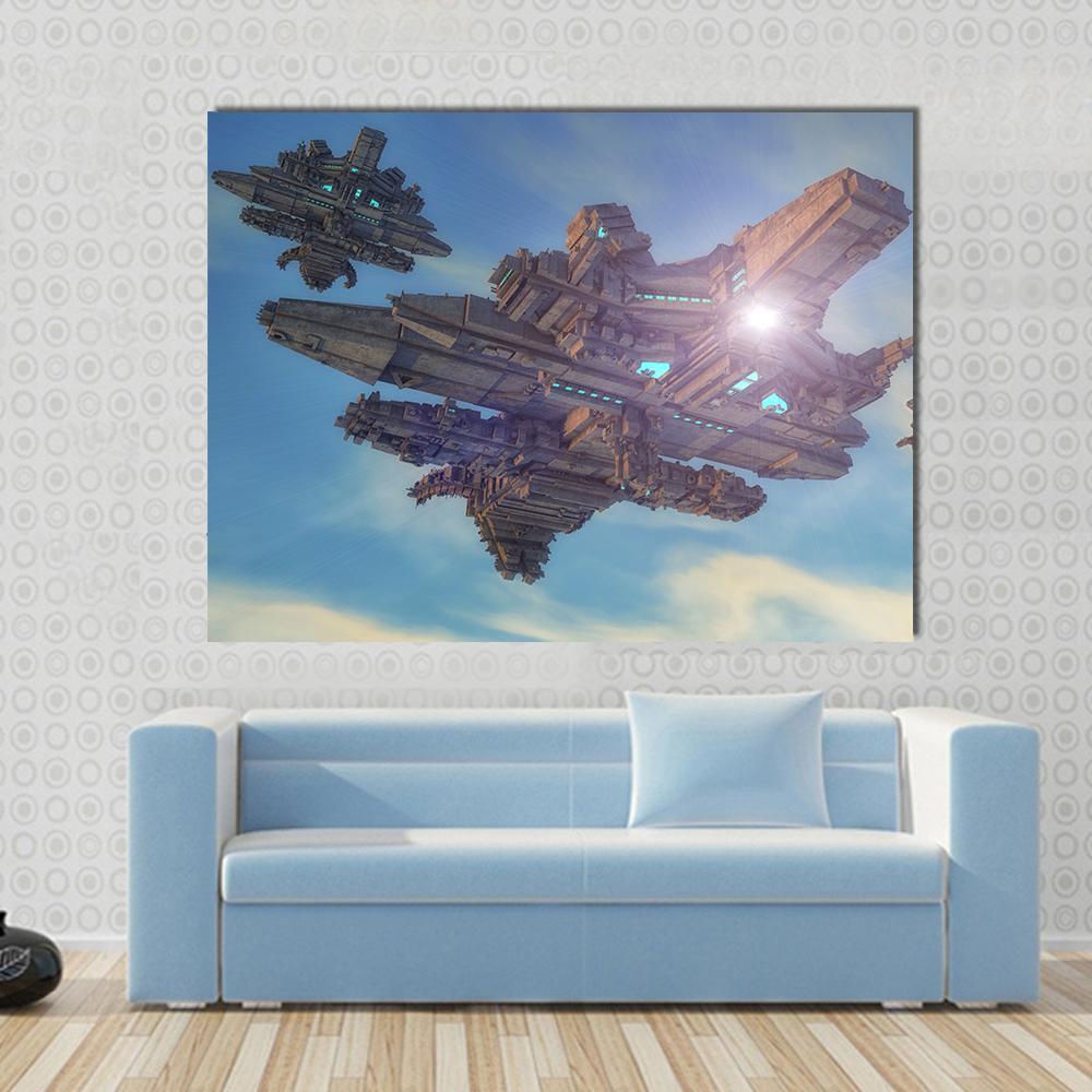 Unidentified Alien Ship Canvas Wall Art-1 Piece-Gallery Wrap-48" x 32"-Tiaracle