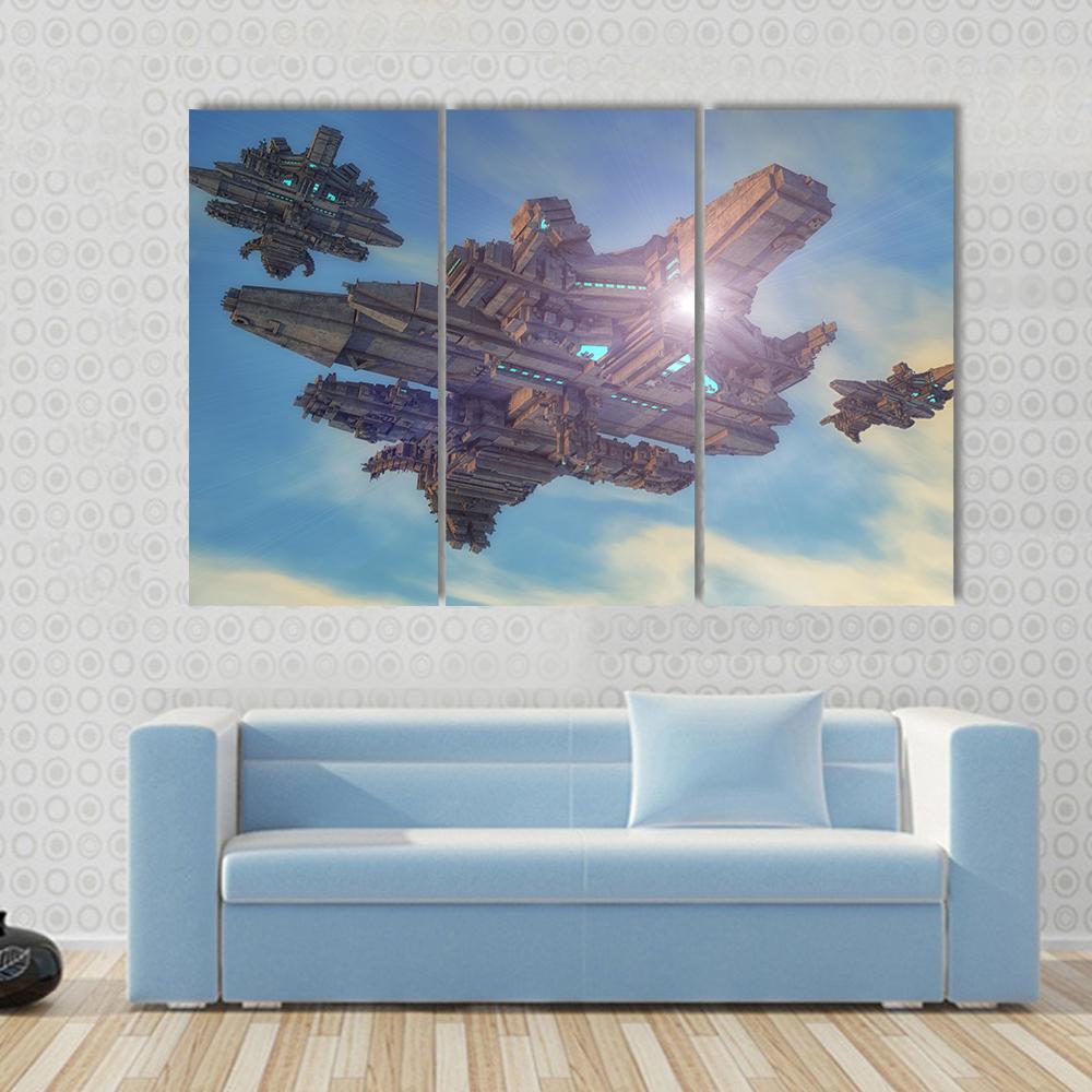 Unidentified Alien Ship Canvas Wall Art-3 Horizontal-Gallery Wrap-37" x 24"-Tiaracle