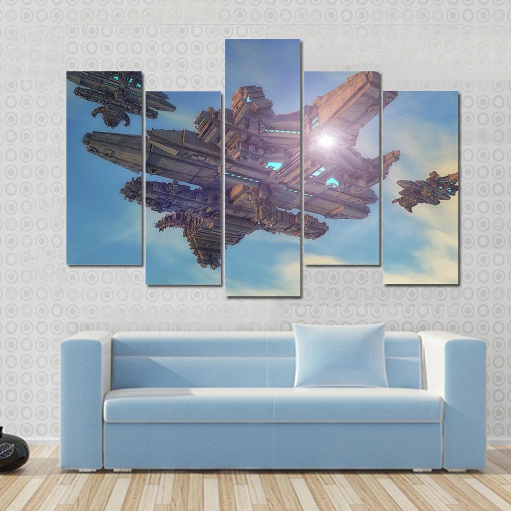 Unidentified Alien Ship Canvas Wall Art-1 Piece-Gallery Wrap-48" x 32"-Tiaracle