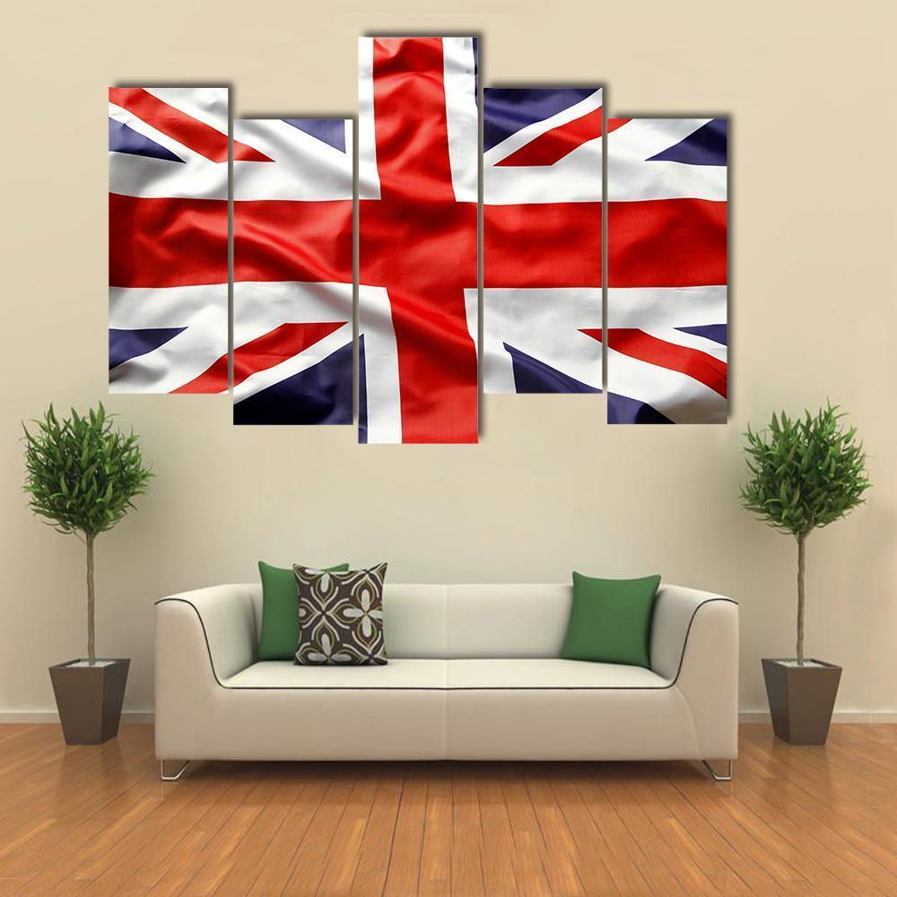 Union Jack Flag Canvas Wall Art-5 Pop-Gallery Wrap-47" x 32"-Tiaracle