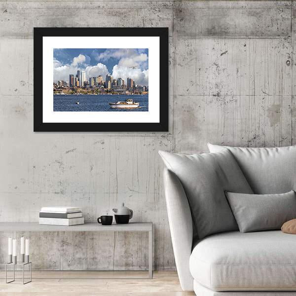 Union Lake With Seattle Washington City Canvas Wall Art-3 Horizontal-Gallery Wrap-25" x 16"-Tiaracle