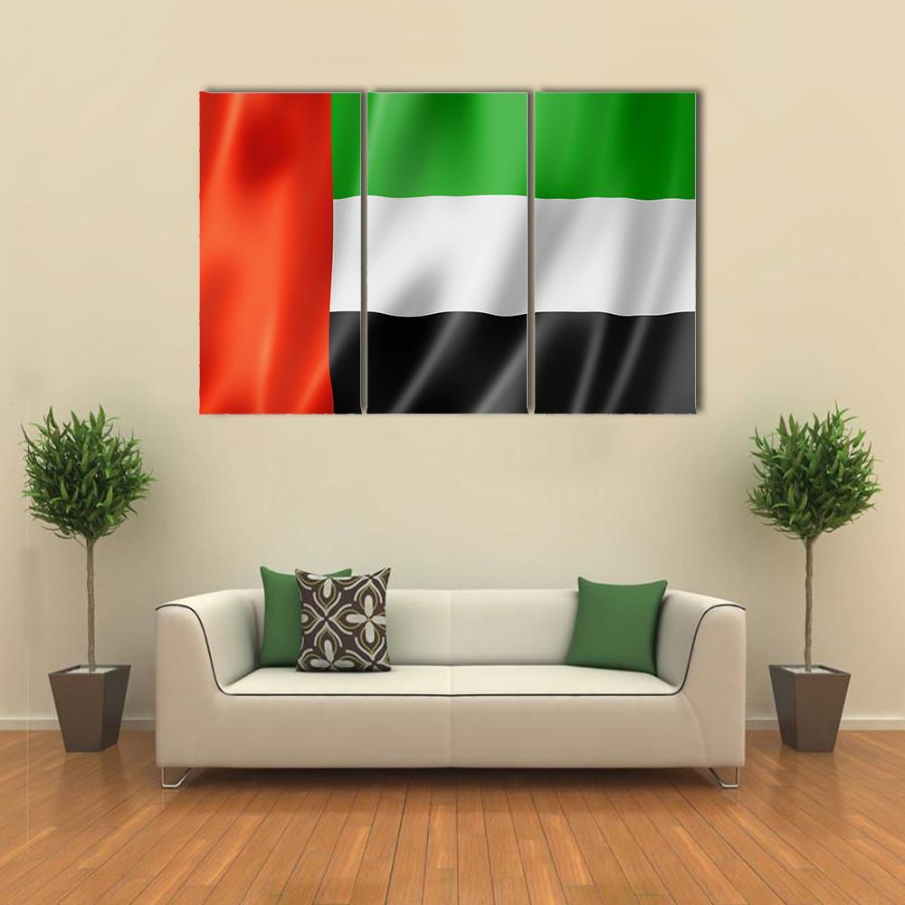 United Arab Emirates Flag Canvas Wall Art-3 Horizontal-Gallery Wrap-37" x 24"-Tiaracle
