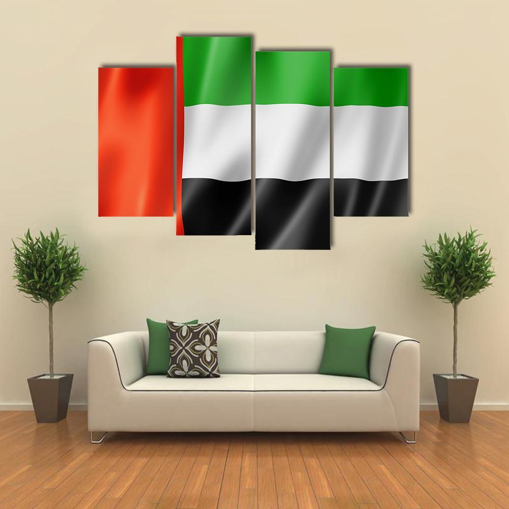 United Arab Emirates Flag Canvas Wall Art-4 Pop-Gallery Wrap-50" x 32"-Tiaracle