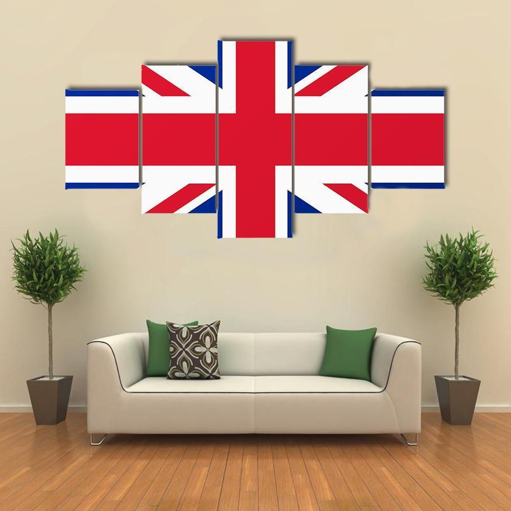 United Kingdom Flag Canvas Wall Art-5 Star-Gallery Wrap-62" x 32"-Tiaracle