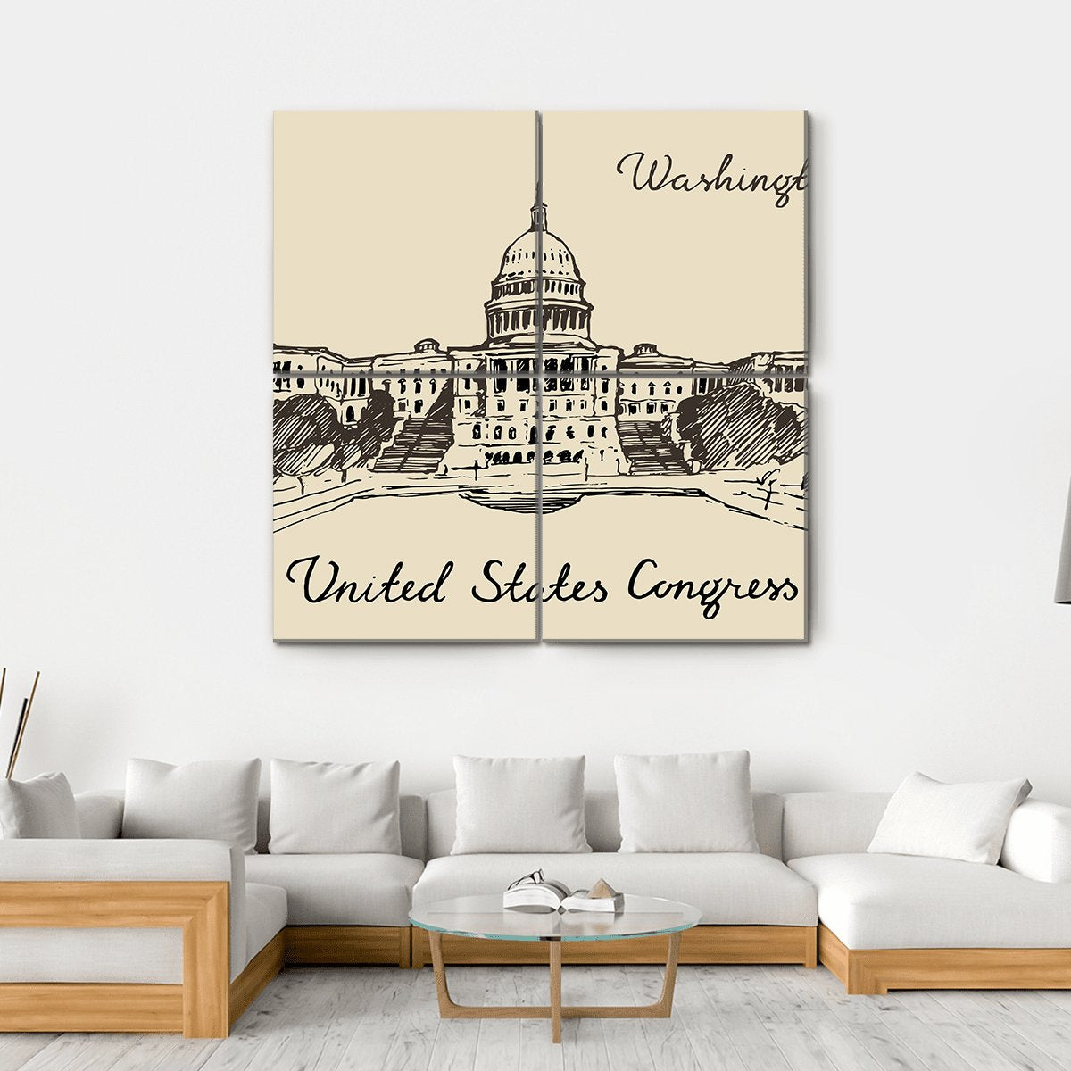 United States Capital Hill Canvas Wall Art-4 Square-Gallery Wrap-17" x 17"-Tiaracle
