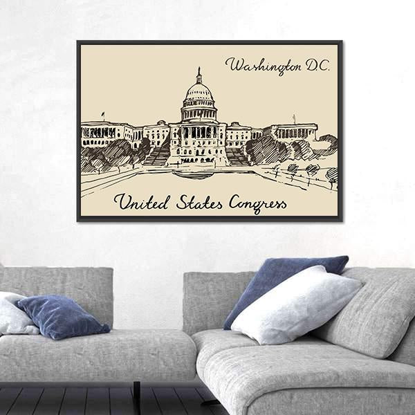 United States Capital Hill Canvas Wall Art-5 Horizontal-Gallery Wrap-22" x 12"-Tiaracle