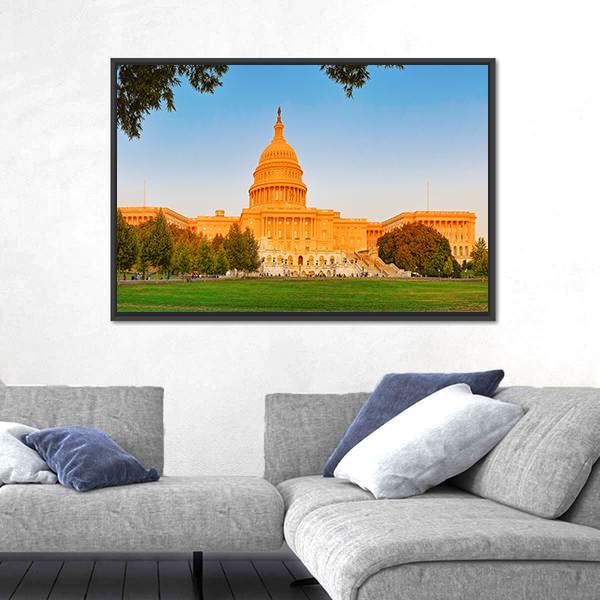 United States Capitol Building Canvas Wall Art-3 Horizontal-Gallery Wrap-25" x 16"-Tiaracle