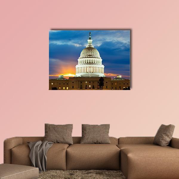 United States Capitol Building In Washington DC Canvas Wall Art-4 Horizontal-Gallery Wrap-34" x 24"-Tiaracle