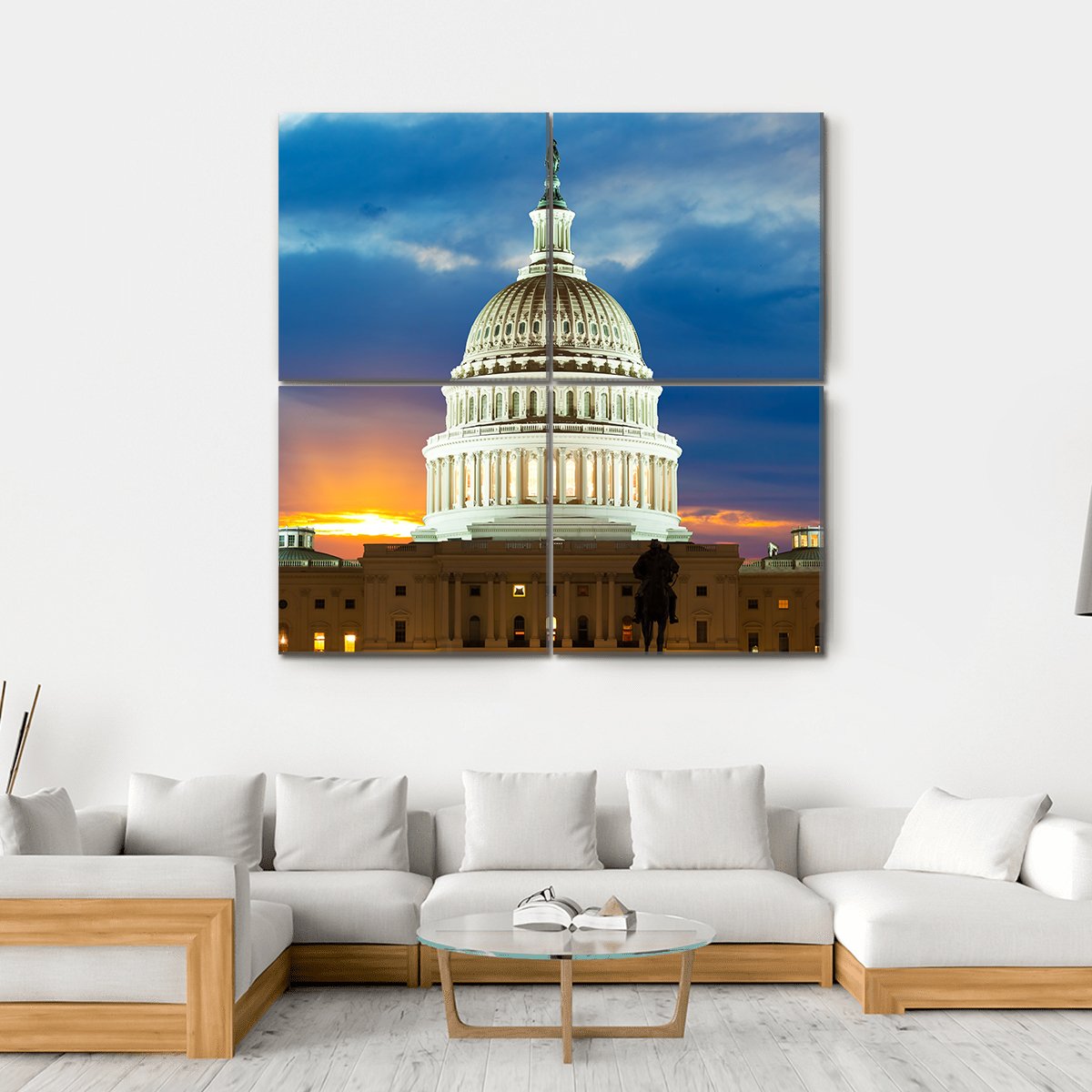 United States Capitol Building In Washington DC Canvas Wall Art-4 Square-Gallery Wrap-17" x 17"-Tiaracle