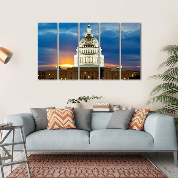 United States Capitol Building In Washington DC Canvas Wall Art-5 Horizontal-Gallery Wrap-22" x 12"-Tiaracle