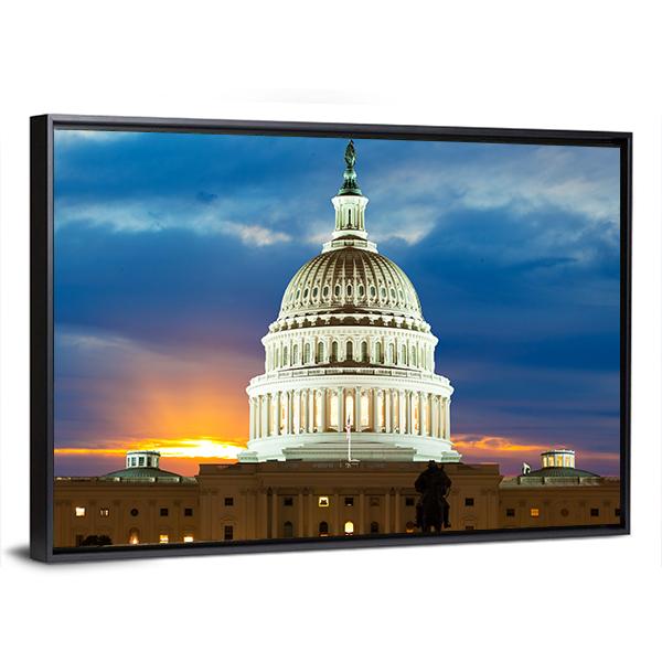 United States Capitol Building In Washington DC Canvas Wall Art-3 Horizontal-Gallery Wrap-25" x 16"-Tiaracle
