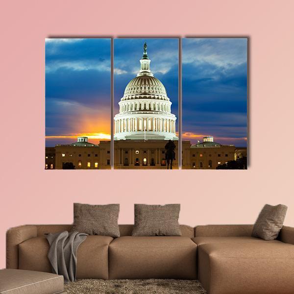 United States Capitol Building In Washington DC Canvas Wall Art-3 Horizontal-Gallery Wrap-37" x 24"-Tiaracle