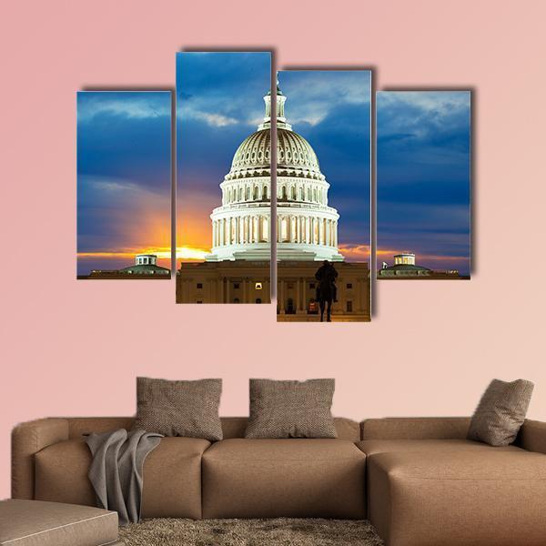 United States Capitol Building In Washington DC Canvas Wall Art-4 Pop-Gallery Wrap-50" x 32"-Tiaracle