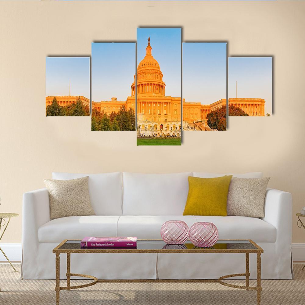 United States Capitol Building Canvas Wall Art-5 Star-Gallery Wrap-62" x 32"-Tiaracle