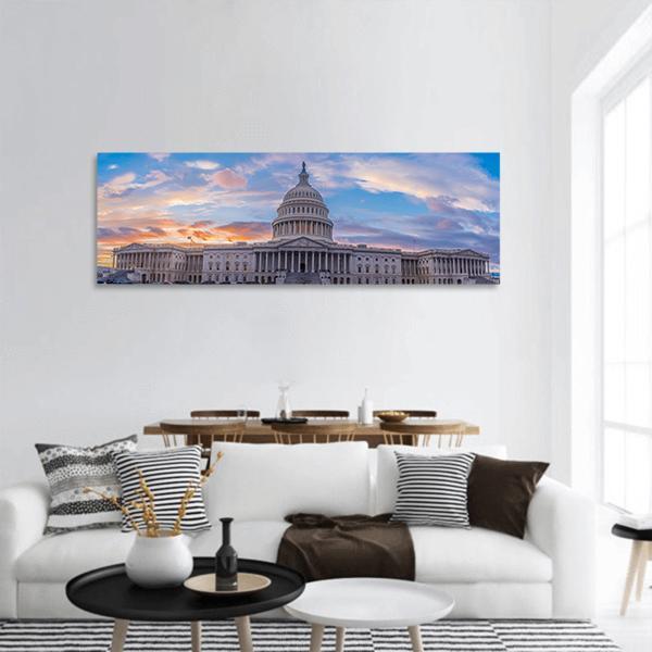 United States Capitol Building Panoramic Canvas Wall Art-1 Piece-36" x 12"-Tiaracle
