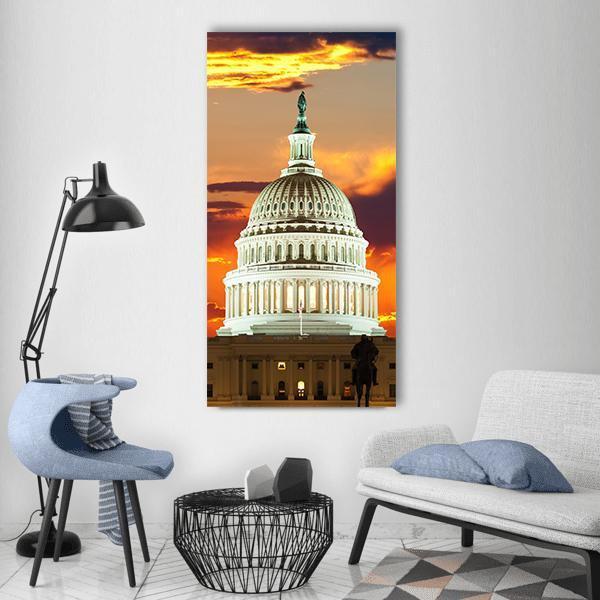 United States Capitol Building Vertical Canvas Wall Art-1 Vertical-Gallery Wrap-12" x 24"-Tiaracle