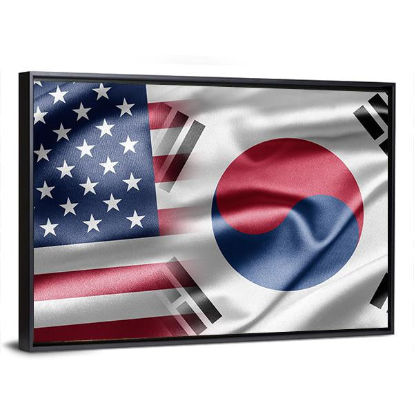 United States &amp; South Korea Flag Canvas Wall Art-5 Horizontal-Gallery Wrap-22" x 12"-Tiaracle