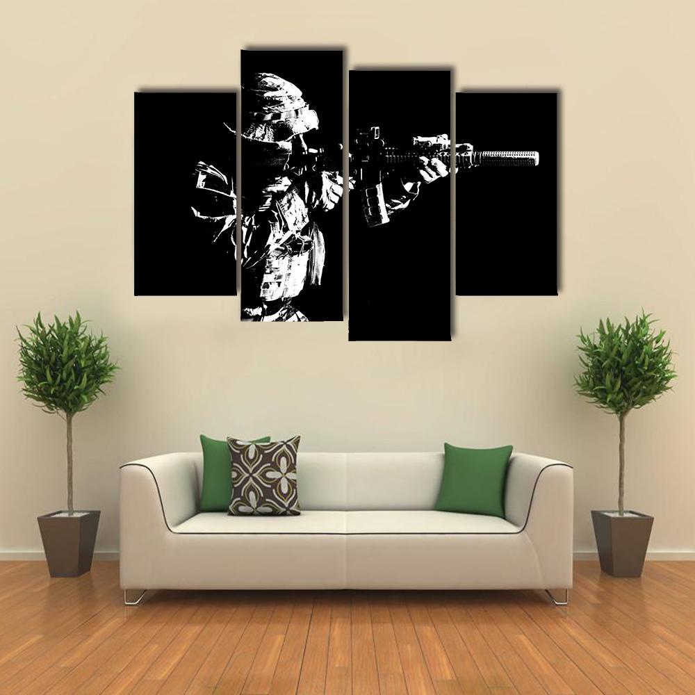 United States Special Force Person Canvas Wall Art-4 Pop-Gallery Wrap-34" x 20"-Tiaracle