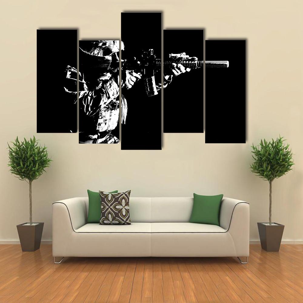 United States Special Force Person Canvas Wall Art-5 Pop-Gallery Wrap-32" x 21"-Tiaracle