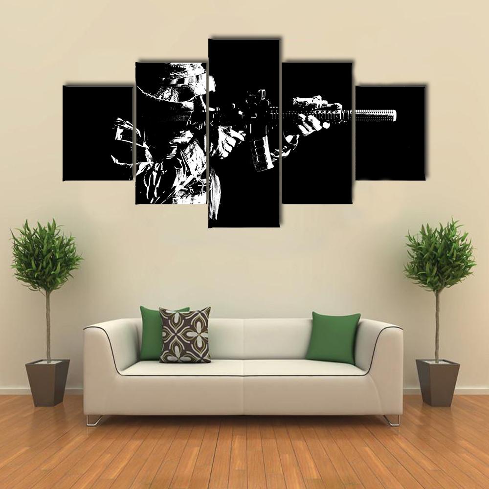 United States Special Force Person Canvas Wall Art-5 Star-Gallery Wrap-42" x 21"-Tiaracle