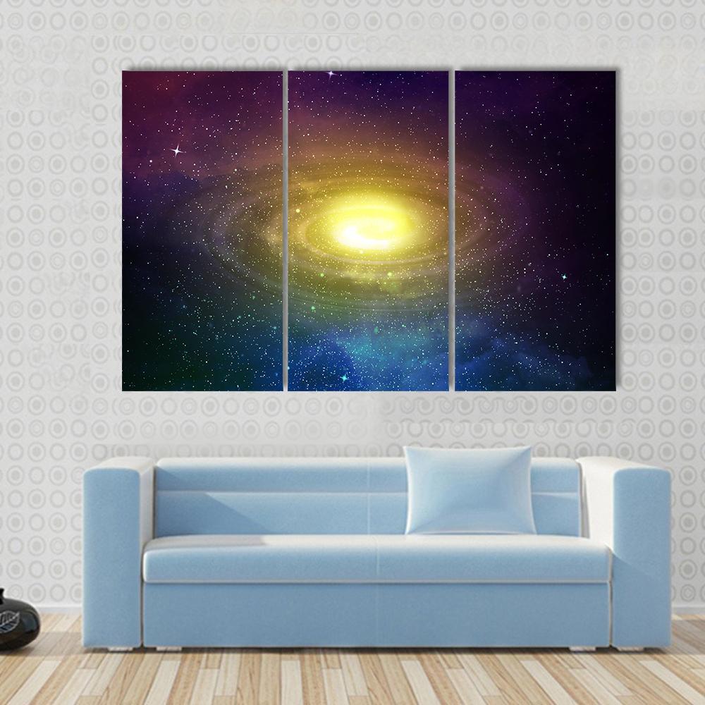 Universe Filled With Stars Nebula And Sky Canvas Wall Art-3 Horizontal-Gallery Wrap-37" x 24"-Tiaracle