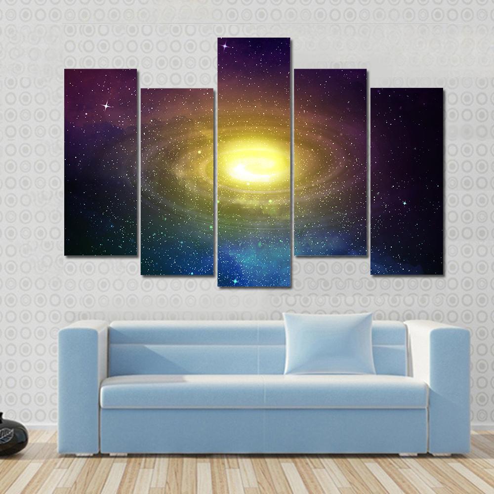 Universe Filled With Stars Nebula And Sky Canvas Wall Art-5 Pop-Gallery Wrap-47" x 32"-Tiaracle