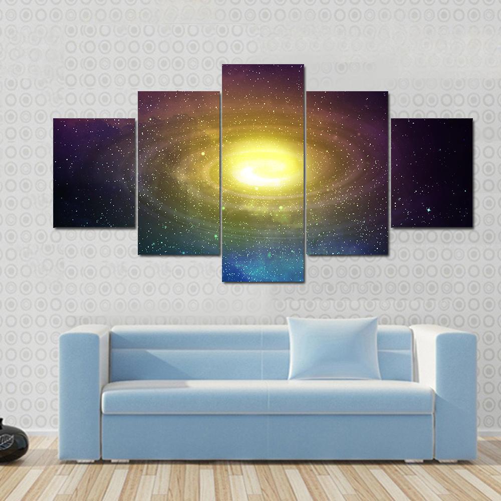 Universe Filled With Stars Nebula And Sky Canvas Wall Art-5 Star-Gallery Wrap-62" x 32"-Tiaracle