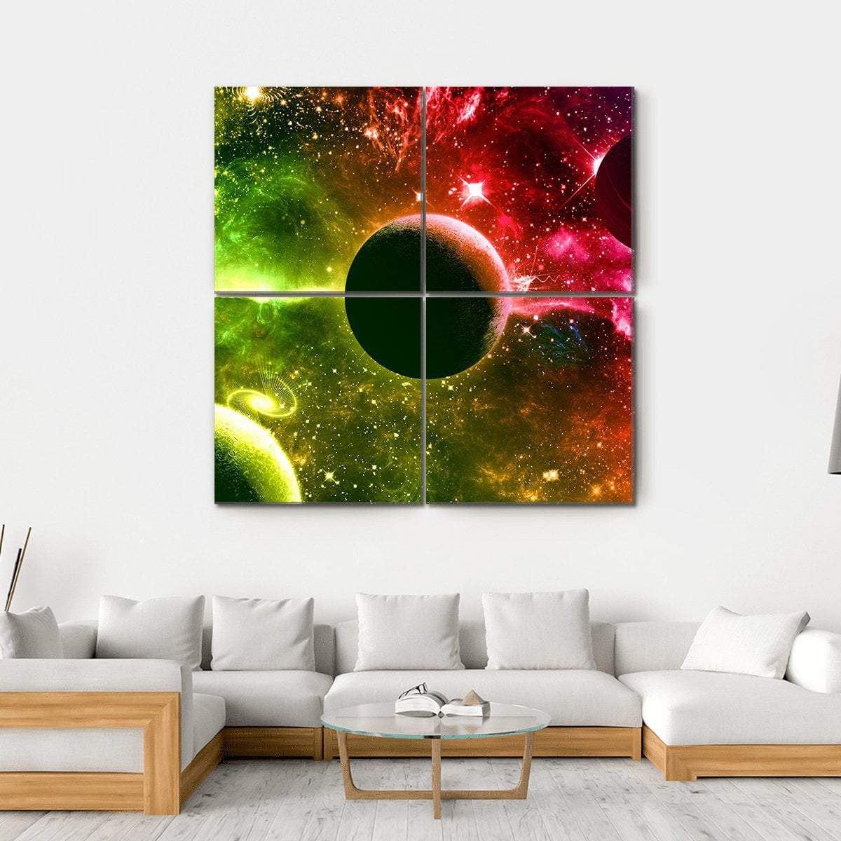 Universe Galaxy Nebula Stars And Planets Canvas Wall Art-4 Square-Gallery Wrap-17" x 17"-Tiaracle
