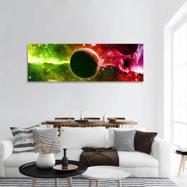 Universe Galaxy Panoramic Canvas Wall Art-1 Piece-36" x 12"-Tiaracle