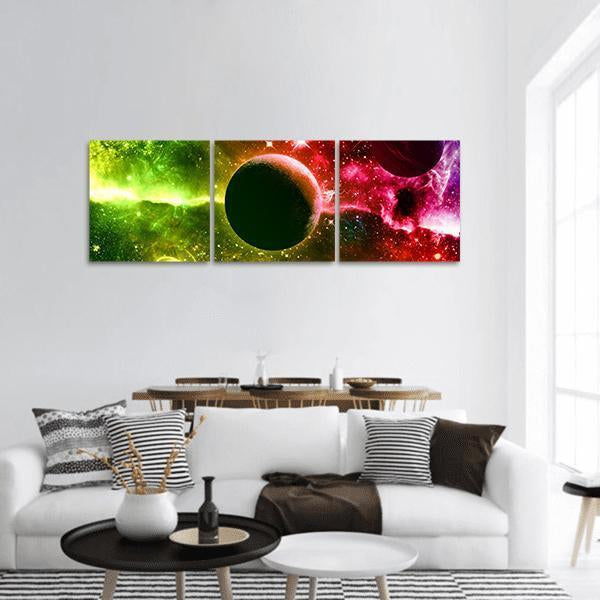 Universe Galaxy Panoramic Canvas Wall Art-3 Piece-25" x 08"-Tiaracle