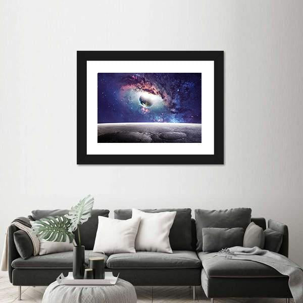 Universe Scene With Planets Stars And Galaxies Canvas Wall Art-3 Horizontal-Gallery Wrap-25" x 16"-Tiaracle
