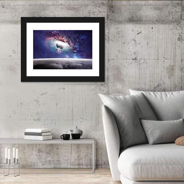 Universe Scene With Planets Stars And Galaxies Canvas Wall Art-3 Horizontal-Gallery Wrap-25" x 16"-Tiaracle