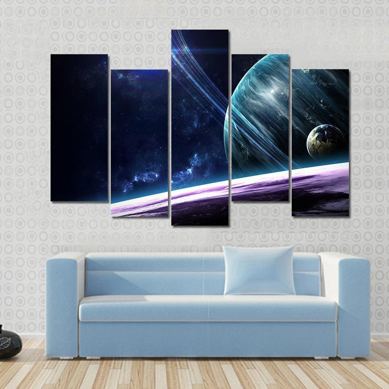 Universe Scene With Planets Stars And Galaxies In Outer Space Canvas ...