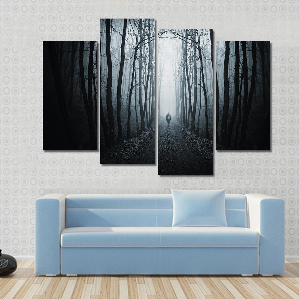 Unknown Horror Jungle Street Canvas Wall Art-4 Pop-Gallery Wrap-50&quot; x 32&quot;-Tiaracle