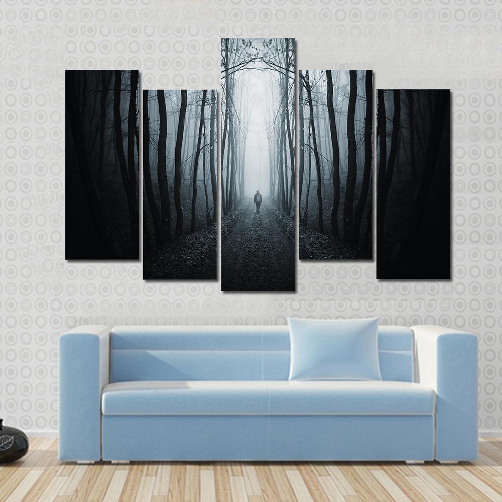 Unknown Horror Jungle Street Canvas Wall Art-5 Pop-Gallery Wrap-47&quot; x 32&quot;-Tiaracle