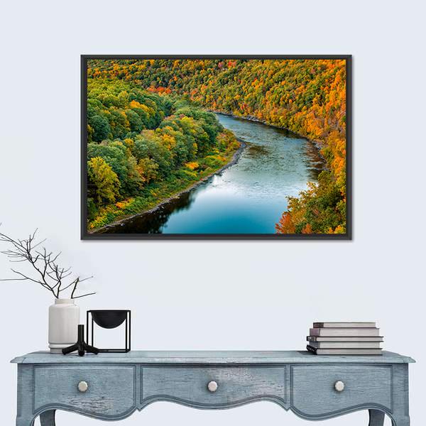 Upper Delaware River Bends Canvas Wall Art-1 Piece-Floating Frame-24" x 16"-Tiaracle