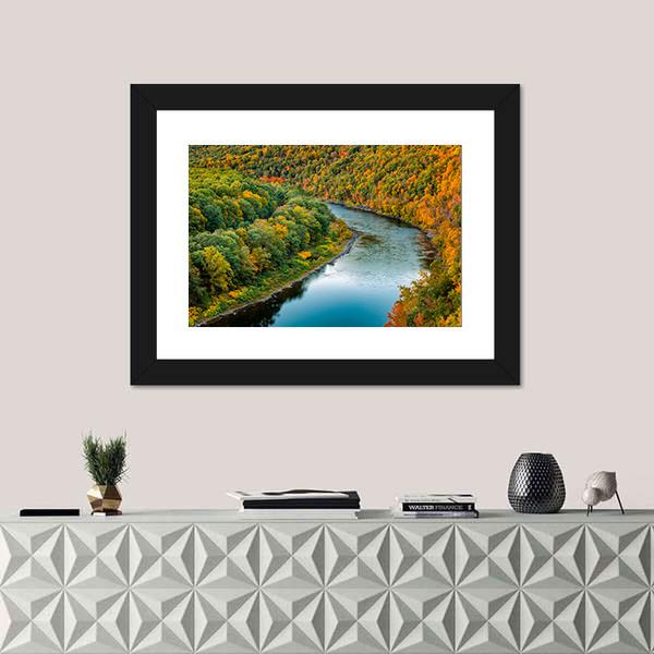 Upper Delaware River Bends Canvas Wall Art-1 Piece-Framed Print-20" x 16"-Tiaracle