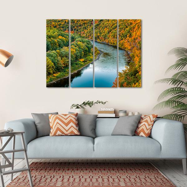 Upper Delaware River Bends Canvas Wall Art-4 Horizontal-Gallery Wrap-34" x 24"-Tiaracle