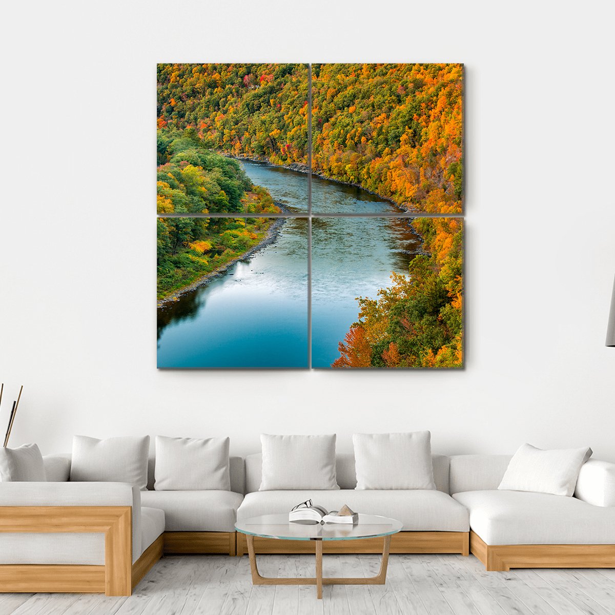 Upper Delaware River Bends Canvas Wall Art-4 Square-Gallery Wrap-17" x 17"-Tiaracle