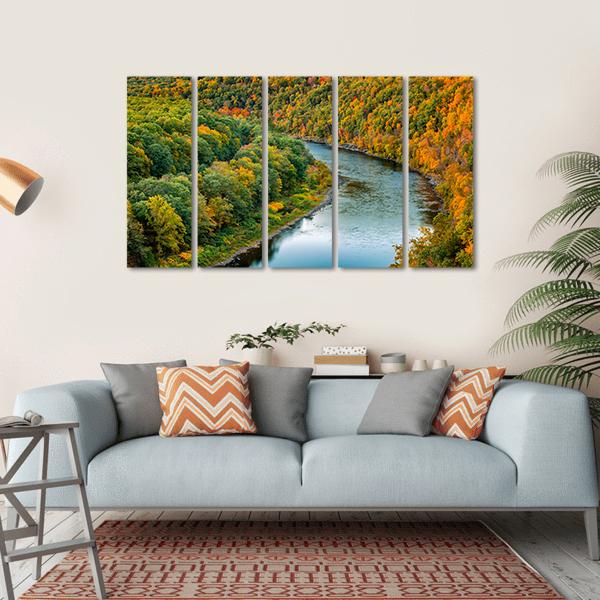 Upper Delaware River Bends Canvas Wall Art-5 Horizontal-Gallery Wrap-22" x 12"-Tiaracle