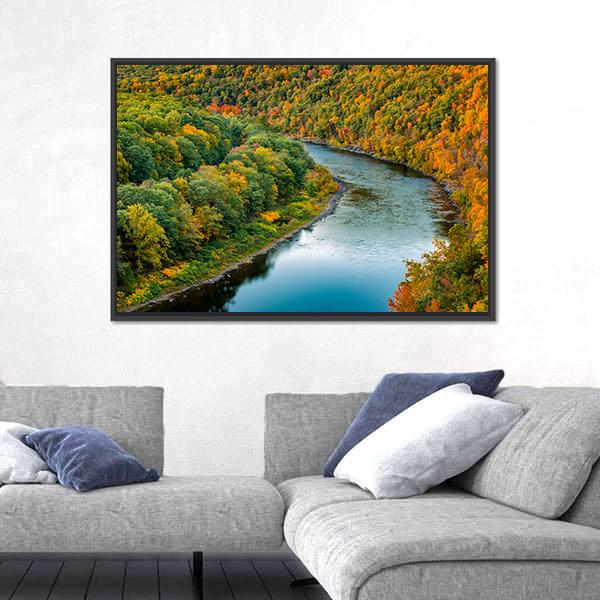 Upper Delaware River Bends Canvas Wall Art-5 Horizontal-Gallery Wrap-22" x 12"-Tiaracle
