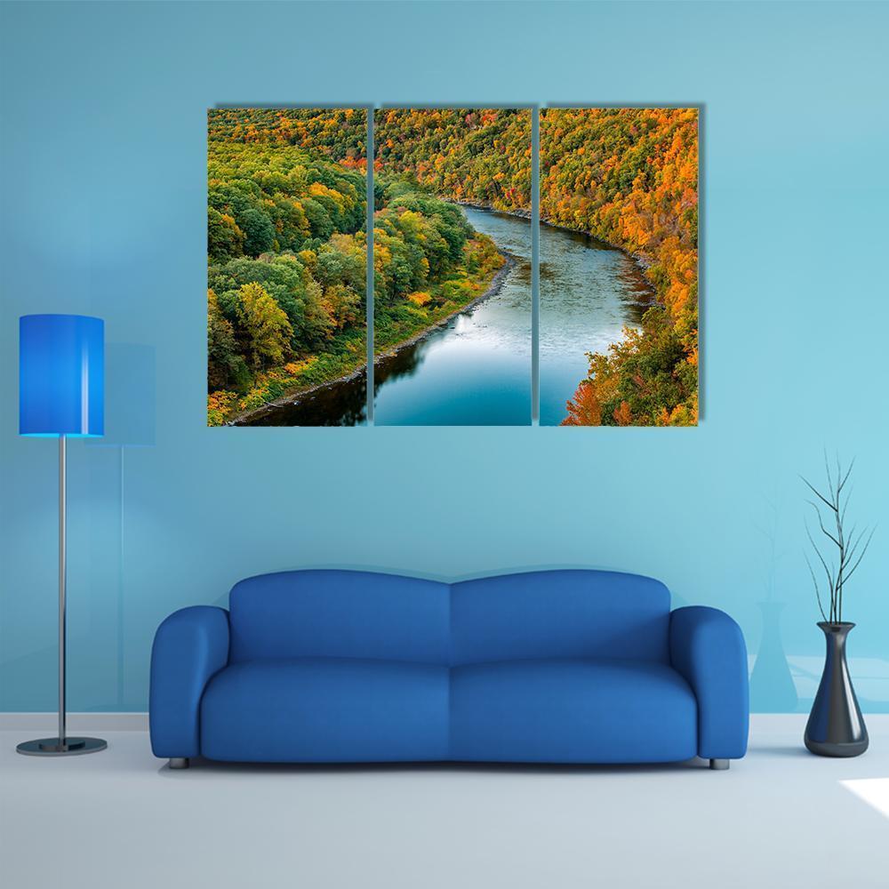 Upper Delaware River Bends Canvas Wall Art-3 Horizontal-Gallery Wrap-37" x 24"-Tiaracle