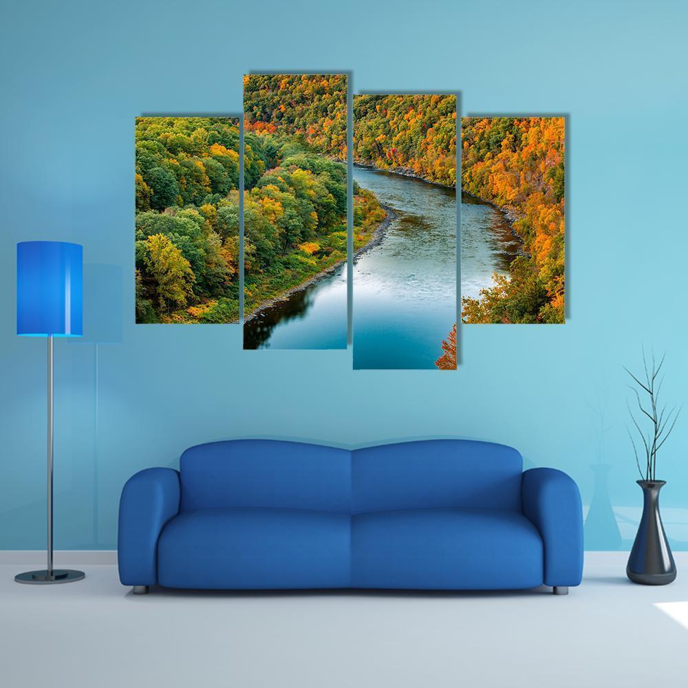 Upper Delaware River Bends Canvas Wall Art-4 Pop-Gallery Wrap-50" x 32"-Tiaracle