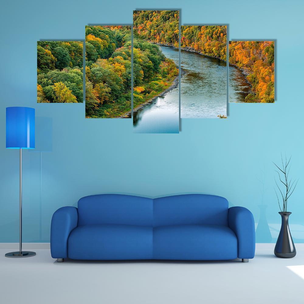 Upper Delaware River Bends Canvas Wall Art-5 Star-Gallery Wrap-62" x 32"-Tiaracle