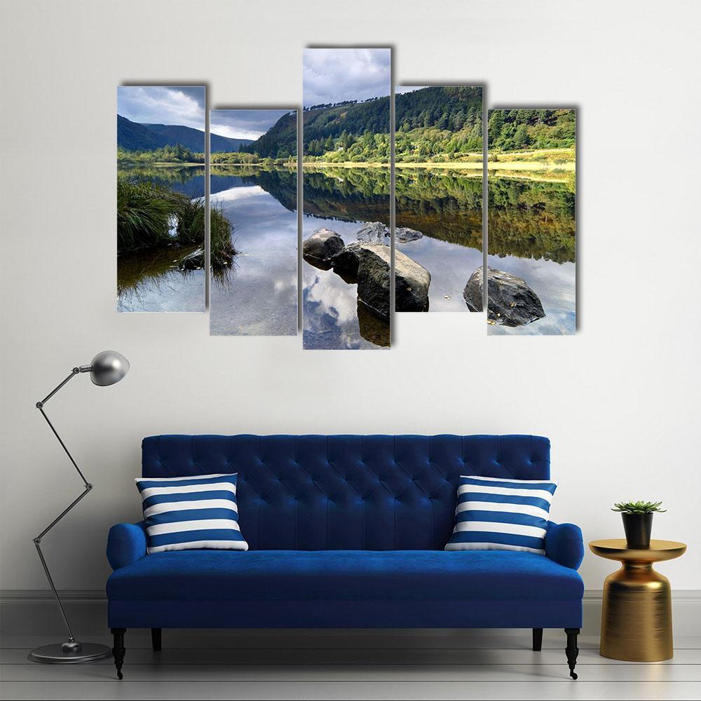 Upper Lake In Glendalough Scenic Park Canvas Wall Art-5 Pop-Gallery Wrap-47" x 32"-Tiaracle