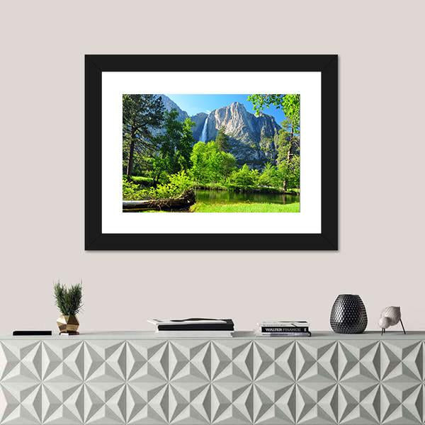 Upper Yosemite Falls In California Canvas Wall Art-1 Piece-Framed Print-20" x 16"-Tiaracle